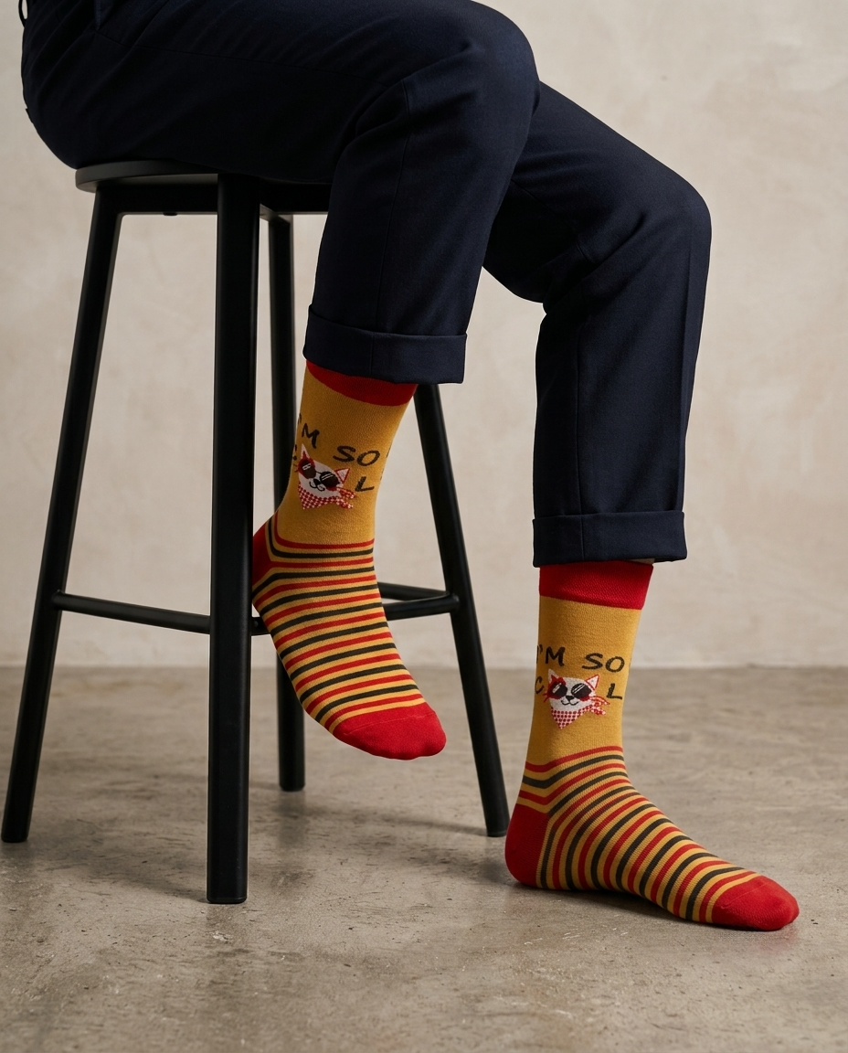 I'm So Cool Cat Graphic Statement Socks
